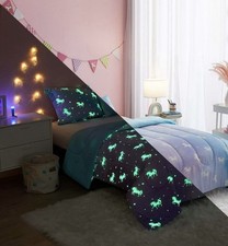 Your Zone Rainbow Unicorn 5 Piece Comforter Sets, Twin with Shams, Flashlight, F