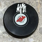 ARSENI GRITSYUK Signed New Jersey Devils Logo Hockey Puck (JSA)