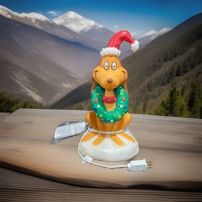 NEW GRINCH MAX Christmas Lighted Blow Mold 12 Inch Santa Hat Wreath Gemmy