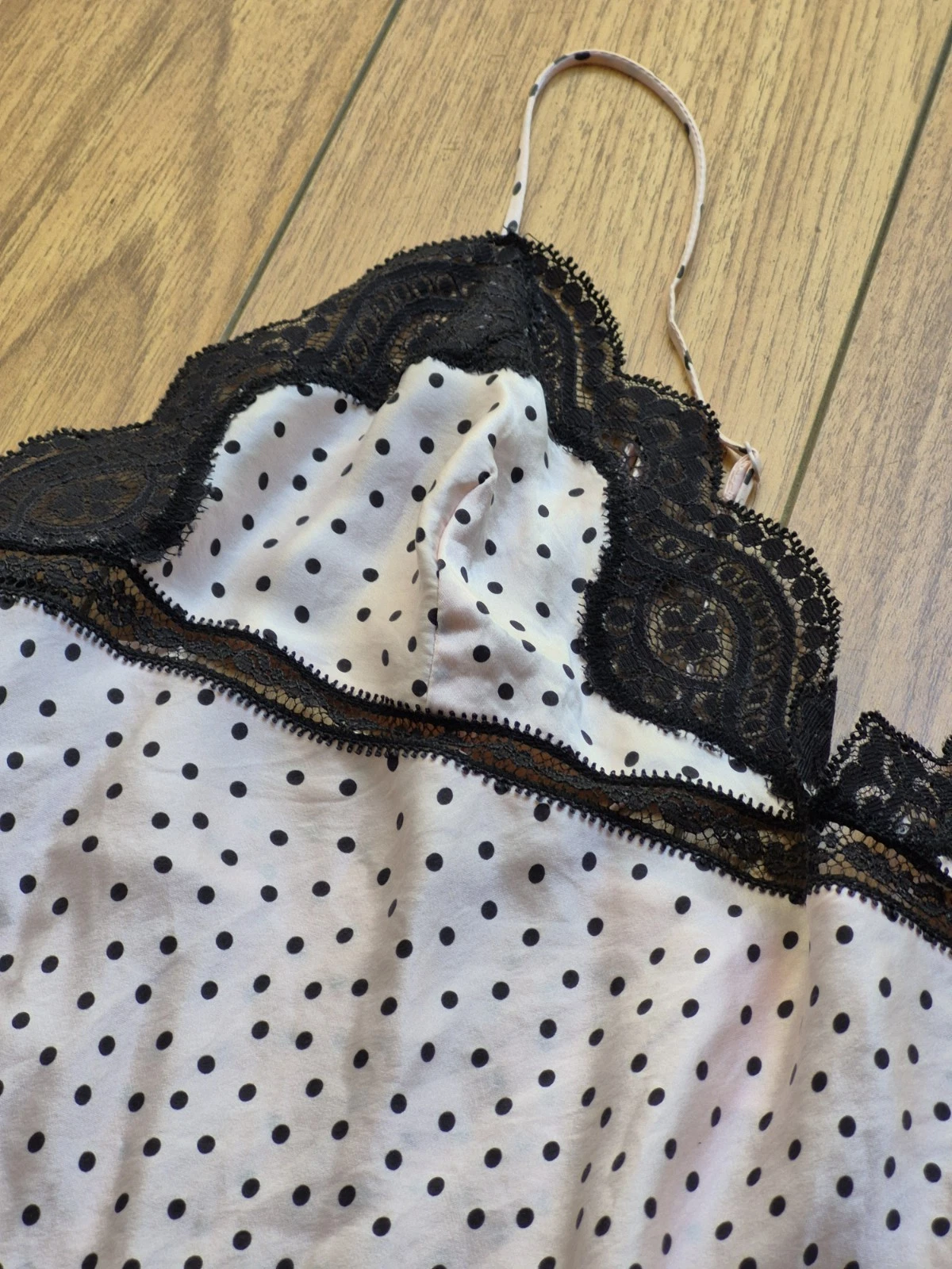 UNDERCOVER Abito slip babydoll Victorias Secret Y2k rosa seta nero a pois pizzo M