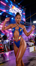 Roma 1PC Racer Print Deep Plunge Royal Blue O/S