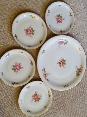 Rosenthal Teller-Set, 5 teilig Rosenmotiv