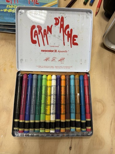 Vintage Caran d’Ache Neocolor II Aquarelle Swiss Made Wachs Pastell Buntstift Konvolut