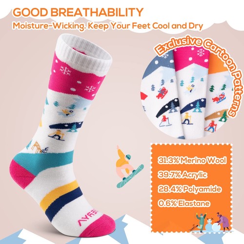 Kids Ski Socks Merino Wool, Kids Wool Socks, Knee-high Snow Socks for Boys Gi... - Picture 5 of 6