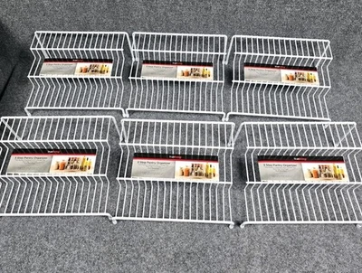TRUELIVING True Living 3 Step Pantry Organizer Rack Kitchen Spice Shelf Set of 6 White Wire