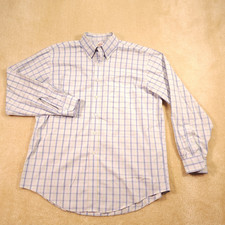 Brooks Brothers Shirt Adult Large L Mens Blue Check Button Up Cotton Long Sleeve