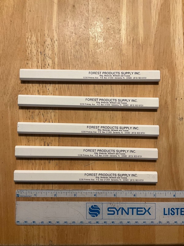 Lot of 5 Vintage Carpenter Pencils Unused Advertising Forest Products Supply Inc
