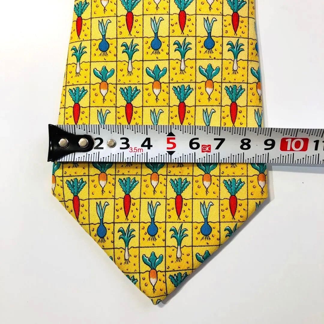 Hermes Tie Pattern Light Yellow Vegetable Motif U… - image 7