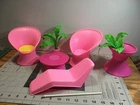 VTG Barbie Pink Wing Chair Chaise Table Plant Patio Pool Party 1987 Arco Mattel