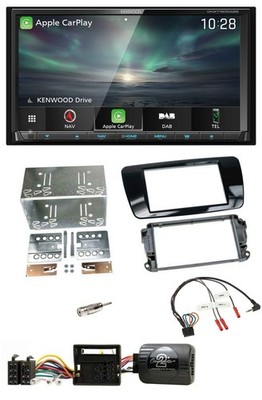 Kenwood Bluetooth USB 2DIN Lenkrad TMC DAB Navigation für Seat Ibiza ab 08 Klavi