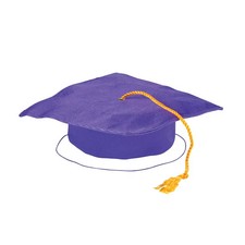 20" Kids Purple Shiny Elementary School Polyester Graduation Cap with Tassel