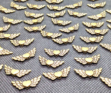 Lot of 50 Metal Copper Color Angel Wings With Heart Bead Spacers Jewelry Crafts