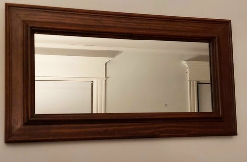 Vintage Walnut Stained Accent Wall Mirror 19.5"x 10.5" - Vertical or Horizontal - Picture 4 of 11