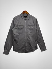 Allsaints Stovepipe Snap Button Up Grey Shirt Men s Size Medium