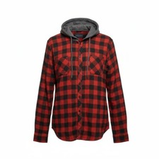   Red  Black Plaid Mens Large-Lightweight W/Grey Hood  