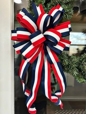 Handmade Large Red White Blue Bow Patriotic D...