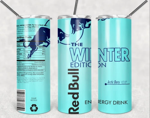 Red Bull Winter Edition Arctic Berry Energy Drink Steel Tumbler w/ Straw 20 Oz