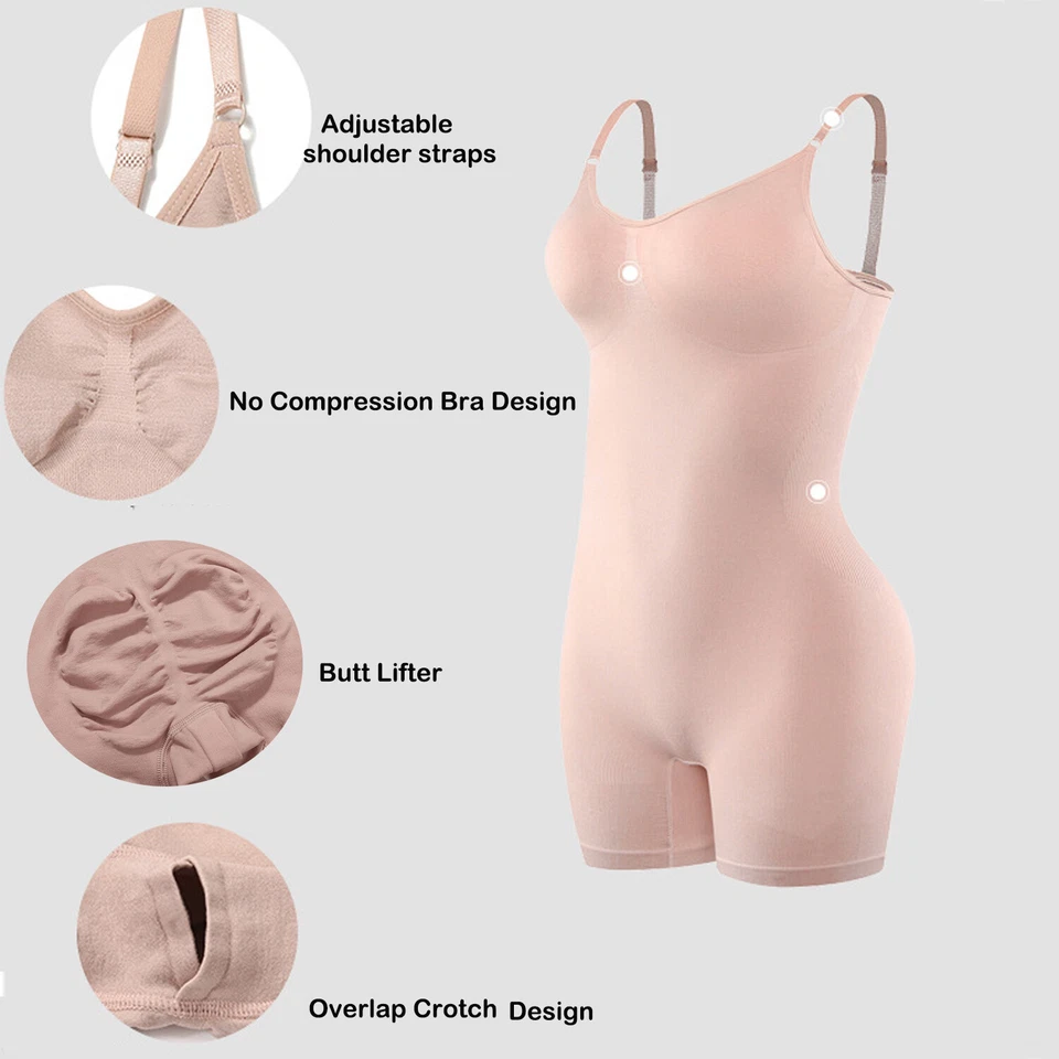 Full Body Shapewear Bodysuit for Women Seamless Slim Shorts Underwear Jumpsuit  - Image 3 of 4
