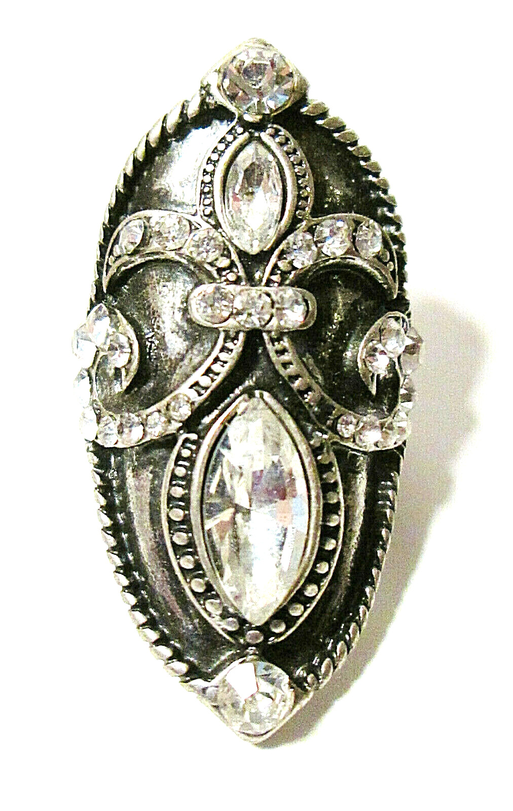 Fleur de Lis Shield Statement Ring Untested Silve… - image 1