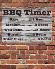 BBQ Timer Sign Aluminum Metal 8"x12" Backyard Funny grill