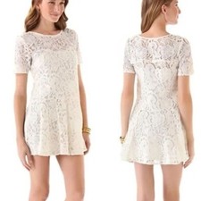 Free People Beautiful Dreamer Lace Mini Dress Ivory Comb Size XS NWT