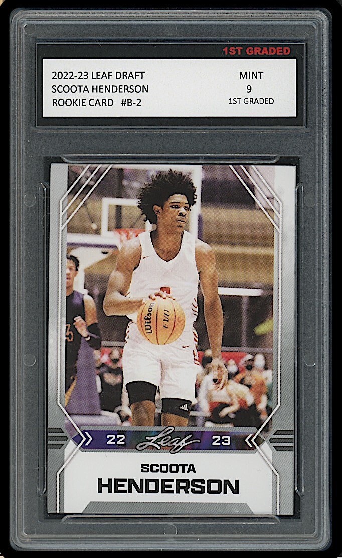 SCOOT HENDERSON 2022-23 LEAF DRAFT 1ST GRADED 9 ROOKIE CARD RC #B-2  (SCOOTA)