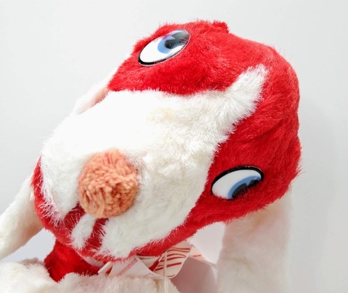 Peluche vintage Timely Toys perro de San Valentín, 13" flores rojas etiqueta y cinta años 50-60? - Imagen 2 de 9