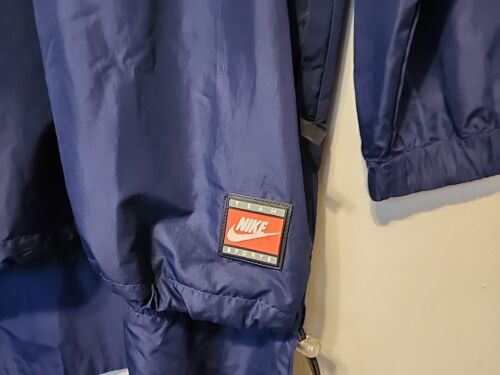 VTG 90s Nike Windbreaker Jacket Team Sports Fishtail navy blue Hood Big Swoosh - Picture 7 of 12