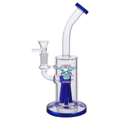 Blue Glass Hookah   Skull Logo, 5 Hose Filter