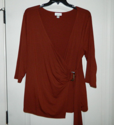 Women's Cold Water Creek Burnt Orange Crisscross Shirt Size XL