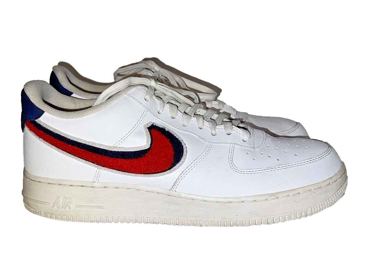 Nike Air Force 1 '07 LV8 Chenille Swoosh Red White Blue 823511-106 Men's  11