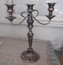 Cooper Bros. & Sons Sheffield Silverplate on Copper Candelabra 2 - 14-1/2"