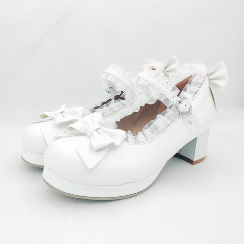 Scarpe donna Mary Jane punta tonda tacco spesso fibbia fiocco scarpe tacco alto - Foto 12 di 12