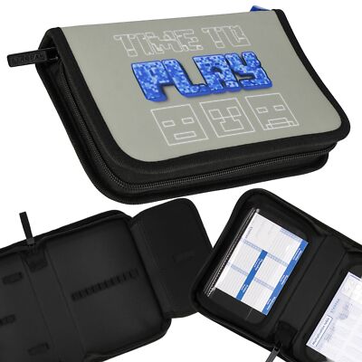 Pixel graues Federmäppchen zwei Klappen, ohne Zubehör, Federmäppchen für Jungen