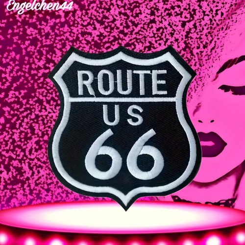 3A1) 2x Route 66 Aufnäher zum aufbügeln Bügelbild Patch Applikation USA 7,3x8cm - Bild 2 von 4