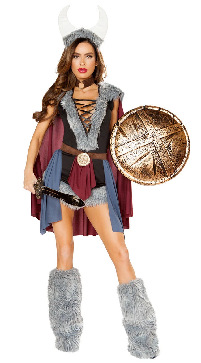 Roma Shield Maiden Viking Warrior Dress 5pc Faux Fur Costume 4801