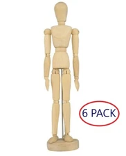 6 Pack 2" Artists Wooden Jointed Mannequin Paint Draw Human Figure Dummy Model