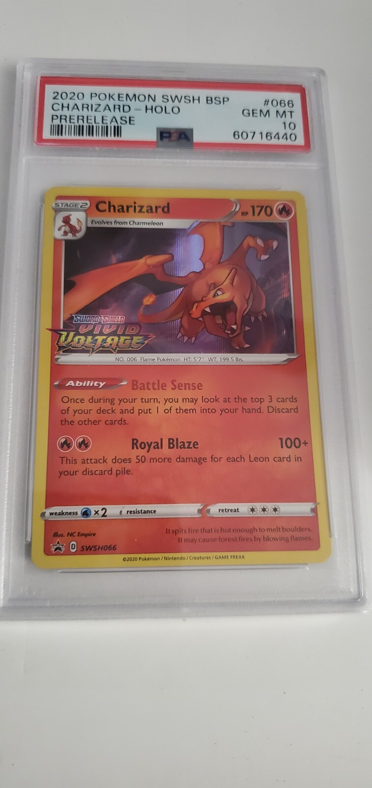 2020 Pokemon Vivid Voltage Prerelease Charizard Holo 66 Black Star Promo PSA 10
