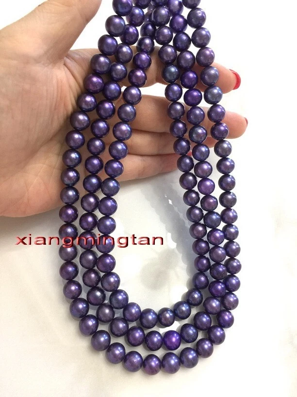 long AAAAA 48”11-12mm TAHITIAN blue red multicolour black pearl necklace 14K - Image 3 of 4