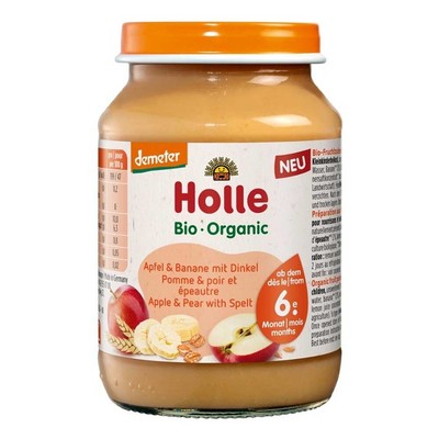 Glas - Demeter Apfel & Banane mit Dinkel 190g | HOLLE BABYFOOD