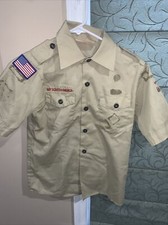 Boy Scout BSA UNIFORM Tan SHIRT Youth Medium Short Sleeve Z44