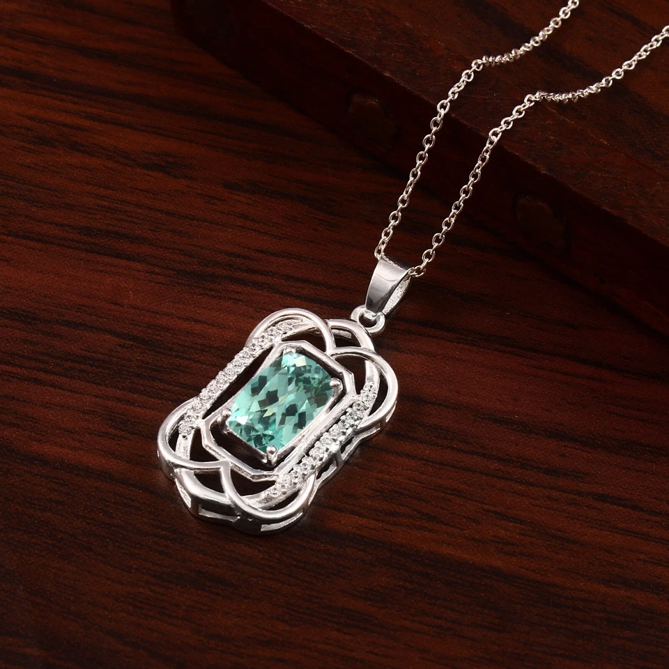 Bel Spinello Verde Di Ceylon A Cuscino In Argento Sterling 925 Gioiello Pendant - Immagine 4 di 4