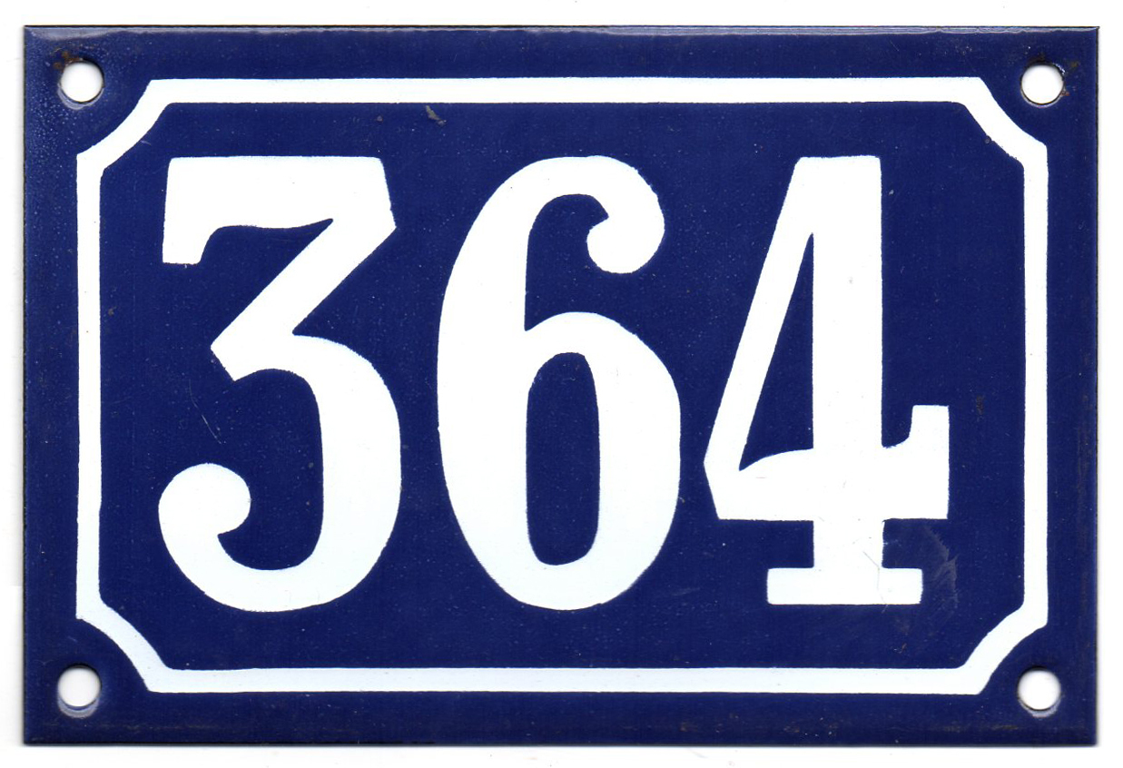 Blue French house number 364 door gate plate plaque enamel steel metal ...