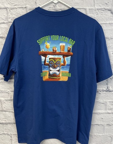 New Tommy Bahama T Shirt mens medium Support Your Local Tiki Bar Blue tee - Picture 2 of 7