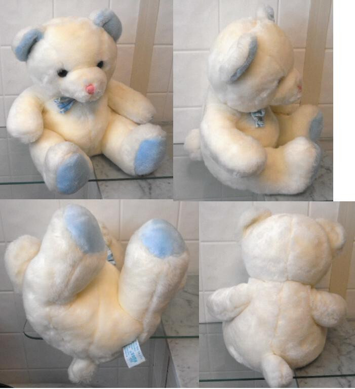 RUSS Berrie Tender Moments Tootles White Teddy Bear 7.5" Plush w/ Rattle Tail