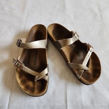 Birkenstock Sandals Womens W9 M7 Mayari Tobacco Brown Birko-Flor Toe Loop Cruise