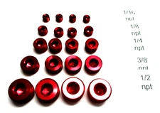Pipe Plug Assortment Kit 1/16" npt thru 1/2" npt red  20 pcs Anodized Alum