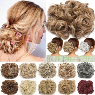 RICH-CHOICES X-LARGE Curly Wedding Chignon Messy Bun Updo Clip in THICK Hair Piece Extensions