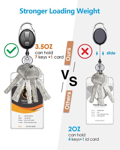 2x Porta credencial de identificación con carrete retráctil para credencial - Bild 7 von 7
