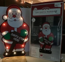 Holiday Time LED 36" Marquee Santa Sign Battery Operated Christmas Décor
